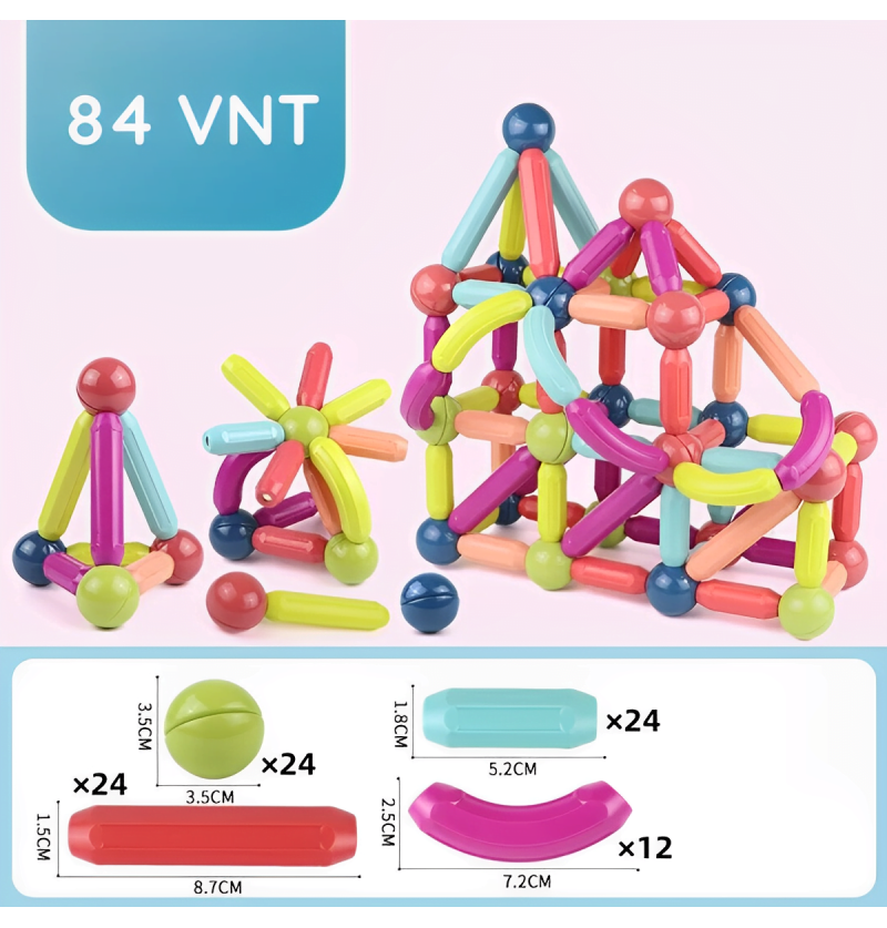 Magnetinis konstruktorius 84 dalių